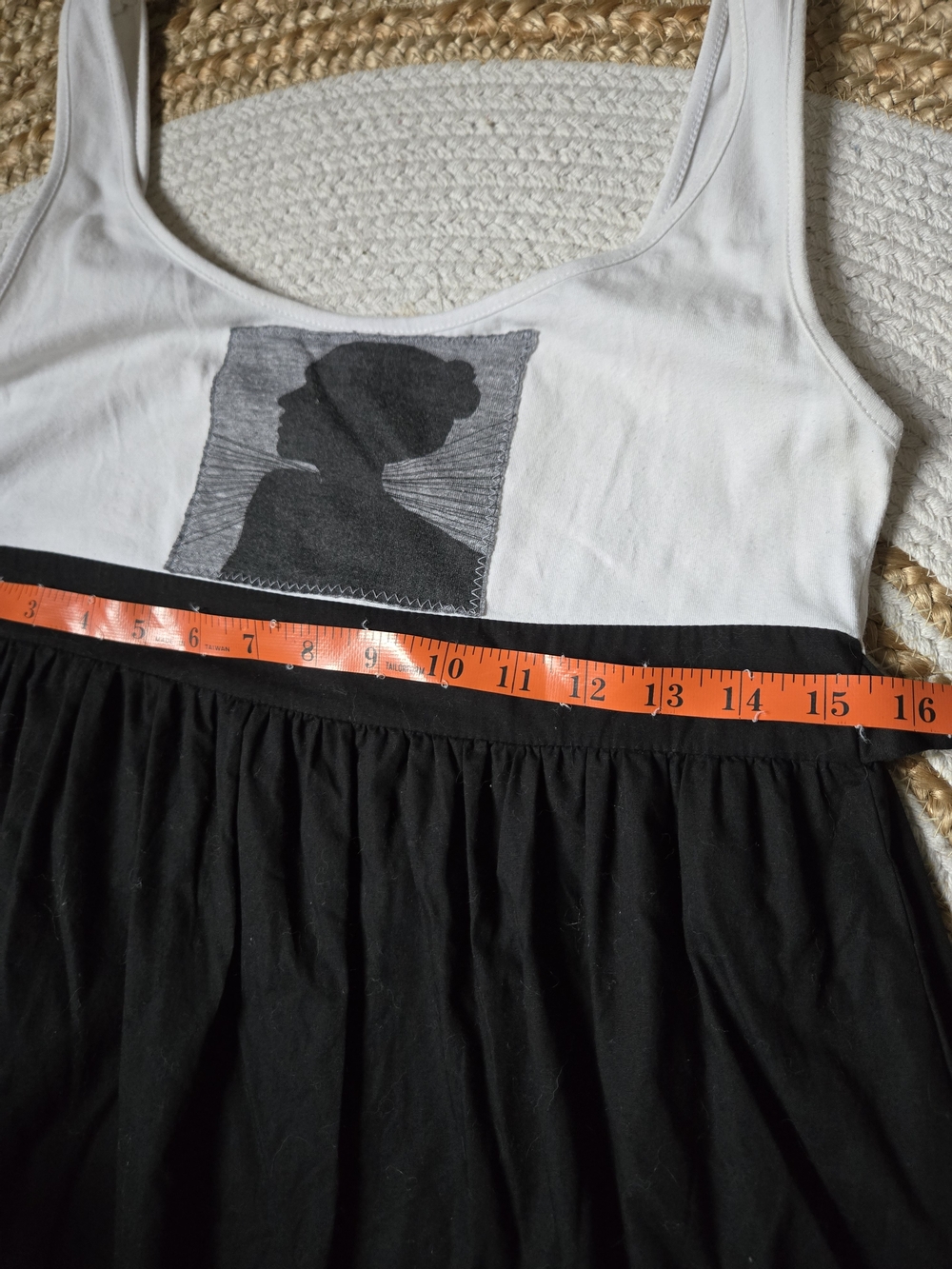 Vintage Y2k Ardene Black & White Mini Dress Graphic Bust Minimalist Color Block - Picture 10 of 14